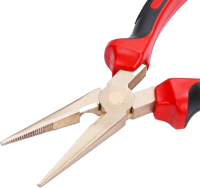 Non Sparking Needle Nose Pliers Length 150mm (6 Inch) Aluminum Bronze Copper, Spark Free Safety, Non-Magnetic and Corrosion-Resistant