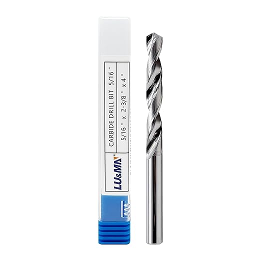 LU&MN 5/16" Solid Carbide Jobber Drill Bits with Straight Shank and 118째 Point Angle, Made from Tungsten Carbide Material,1-Piece