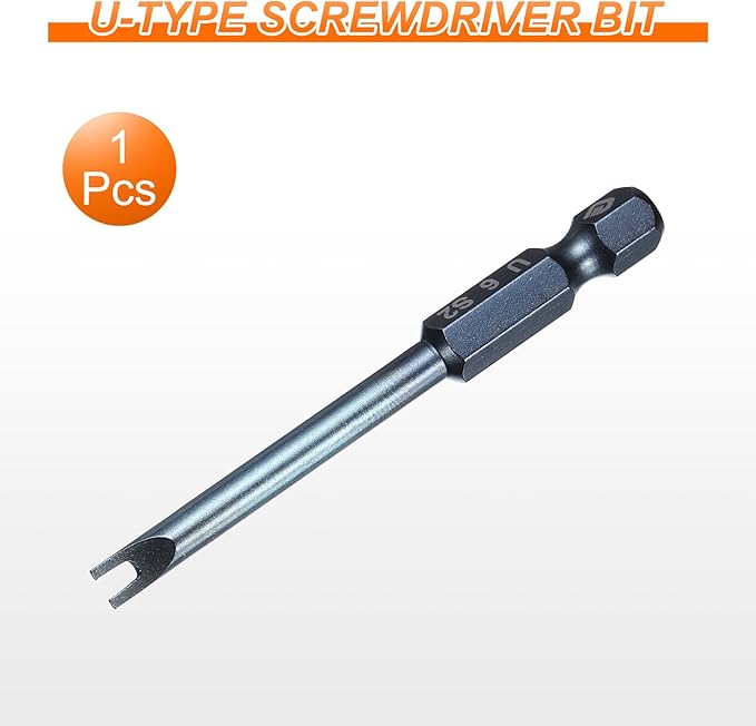 HARFINGTON U-Type Screwdriver Bit 1/4" Hex Shank U6 Magnetic Head 2.6" Length S2 Steel U-Shaped Screw Driver Bit for Repair Work Electric Screwdriver, Blue