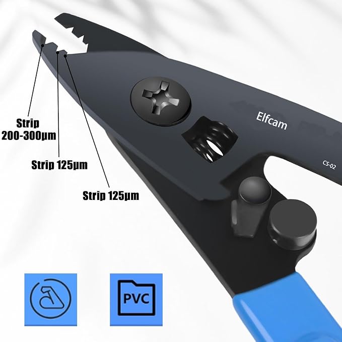 Elfcam짰 - 3 Cut Stripper, FTTH Stripping and Stripping Tools for 2 Sheaths of 125關m to 900關m Fibre Once, CS-2