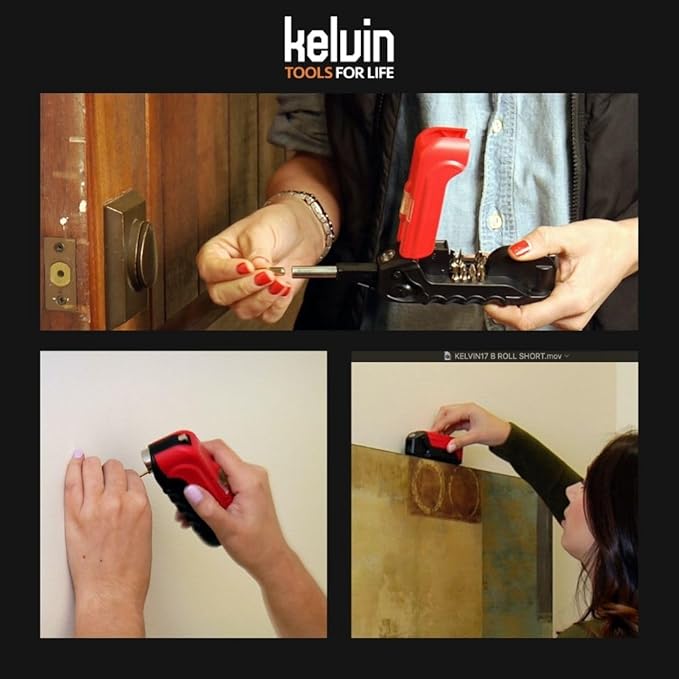 Kelvin Tools Kelvin 17 | The Palm-Sized Everyday Multi-Tool Set | 17 Integrated Tools: 13 Bit Screwdriver Set, Tape Measure, Liquid Level, Hammer, and Flashlight (Orange)