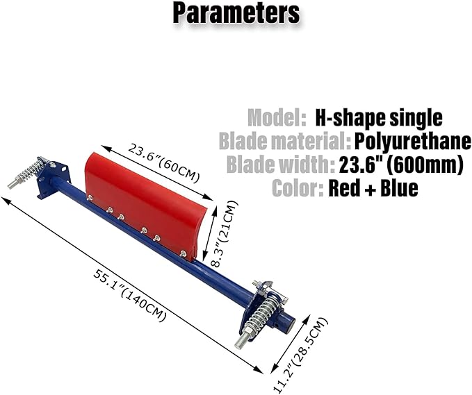 Polyurethane Scraper 23.6" Blade Width H-shape Single Conveyor Scraper Conveyor Belt Sweeper Cleaner Mud Scraper