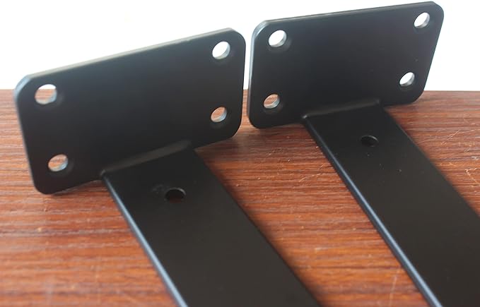 24 Pack - 10 inch Black Hidden L Shelf Bracket (1/5 Inch Thicked) Iron Floating Shelf Brackets Rustic Industrial Metal Brackets for Shelf Support