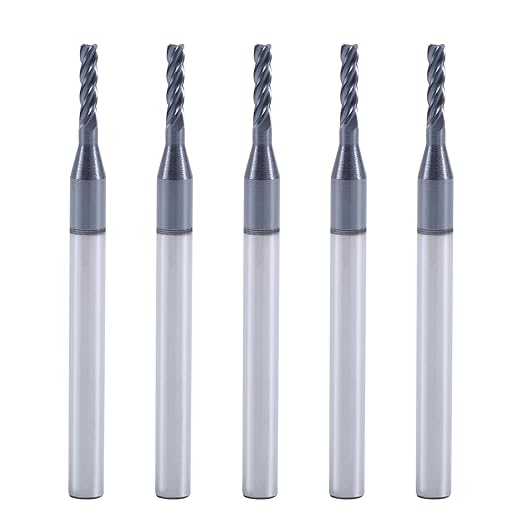 ISB 1/16?섃?Carbide Square End Mill Set, 4 Flute Micro Grain Carbide End Mill Bits for Hardened Steels/Alloy Steels, 5 Pcs