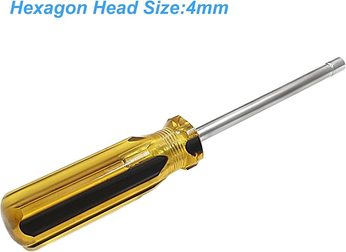 Biaungdo 4mm Socket Wrench Screwdriver, Hex Socket Wrench High-Carbon Steel Hexagon Nut Driver Non-Magnetic Tip Hex Nut Screwdriver Hand Tool for Repairs(Plastic Handle)