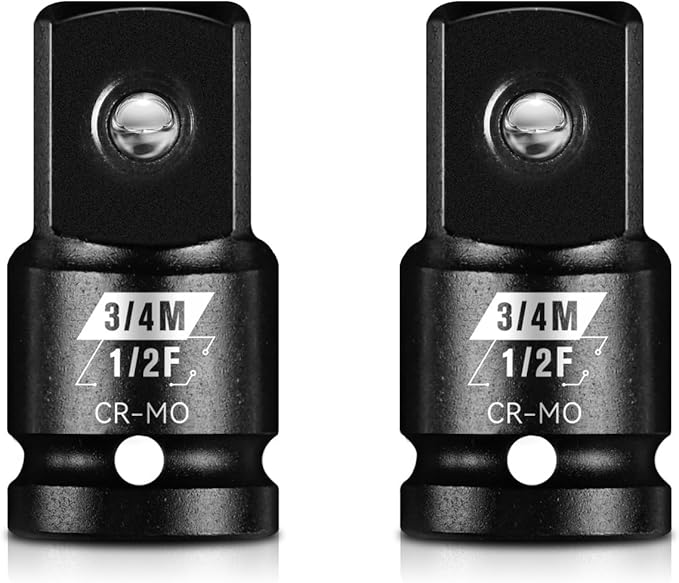 BLACKROBOT 2 Pieces 1/2??F To 3/4??M Impact Socket Adapter Set, SAE Drive Cr-Mo Steel Exceeds ANSI Standards, Square Drive Socket Reducer for Impact Driver Wrench