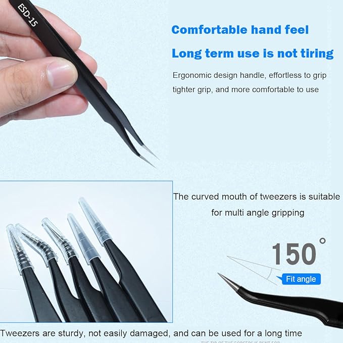 8 pieces precision tweezers for crafts for crafting stickers jewelry fine point stainless tweezers set electronics tools