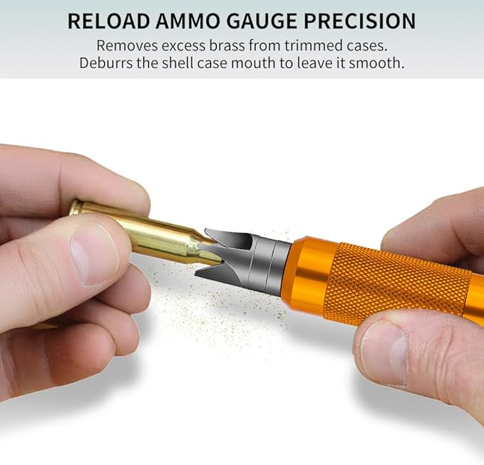 Ludex Case Prep Multi-Tool for Case Trimmer, Crafting Case Pocket Cleaner, Reamer and Chamfer Deburring Tools -Reloading Tool for .17 to .45 Caliber (orange color)