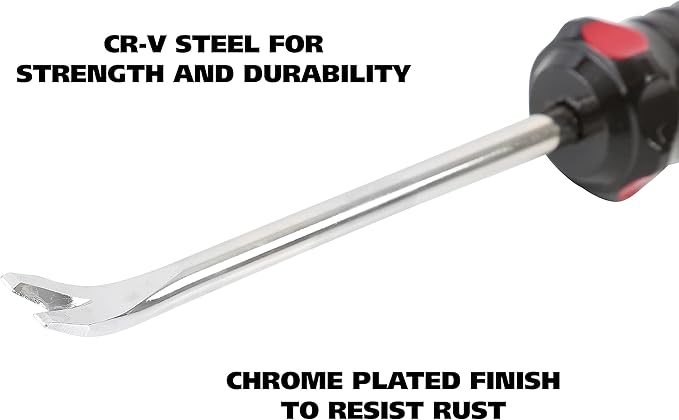 GreatNeck TL4C Heavy-Duty Tack Lifter, Chrome Vanadium Steel Nail Remover Tool With Ergonomic Acetate Handle, Ideal for Carpet Tacks, Upholstery, Rivets, Nails, And Pins, Color May Vary
