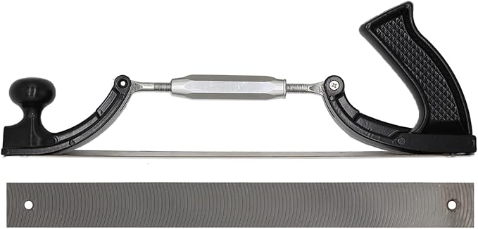 KUZURYU Adjustable Flexible Body File Holder - Black Adjustable for Convex & Concave Curves, 14" 9-TPI Dual-Side Blade for Smoothing, Shaping & Filing, Fits Multiple Adapters.
