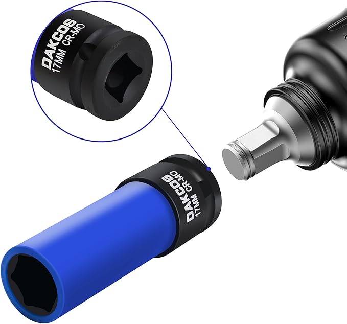 17mm Impact Lug Nut Socket, 1/2 inch Drive, With Protective Sleeves,CR-MO