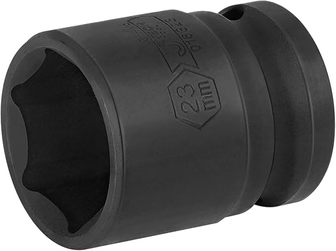 JETECH 1/2 Inch Drive 23mm Standard Impact Socket, Chrome Molybdenum Alloy Steel, 6-Point Design, Metric