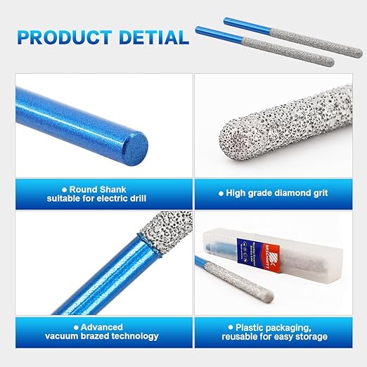 Tuck Point Pin Diamond Bit - BRSCHNITT 72 x7.4mmDiamond Mortar Raking Bit with Round Shank for Removing old Mortar Grinding/Shaping Masonry,Stone,Concrete,Inside Corners Diamond Glitter Bit.
