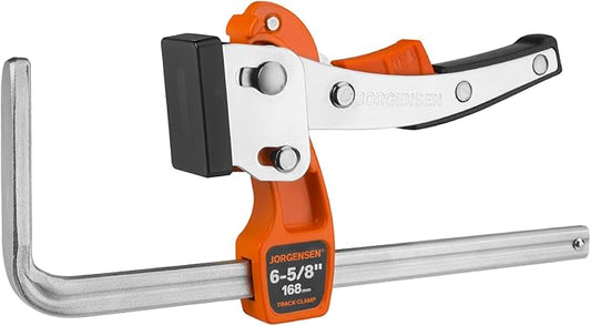 Jorgensen 6-5/8" Ratcheting Table Clamp, Quick Release Track Saw Clamp, Guide Rail Clamps for MFT Table and Guide Rail System, 2-7/8" Throat Depth, 400lbs Load Limit