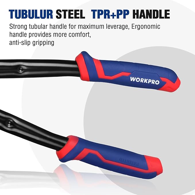 WORKPRO 30" Bolt Cutter, Chrome Molybdenum Steel Blade, Heavy Duty Bolt Cutter with Soft Rubber Grip, Cutting Tool for Cut Chain, Wire, Screw, Rivet