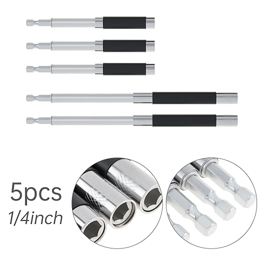 ChgImposs Drill Bit Holder Scalable 5PCS/Set, 3.15"/4.72"(80/120mm) Magnetic Drill Bit Extension, Adjustable Magnetic Screwdriver Bit Holders 1/4" Hex, Drill Extension Bit Holder