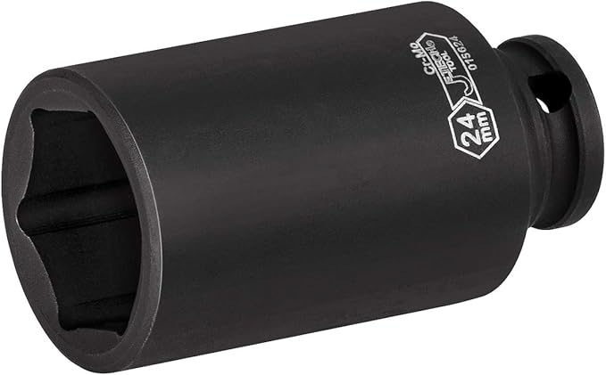 Jetech 3/8-Inch Drive 24mm Deep Impact Socket with 6-Point Design, Heat-Treated Chrome Molybdenum Alloy Steel, Metric