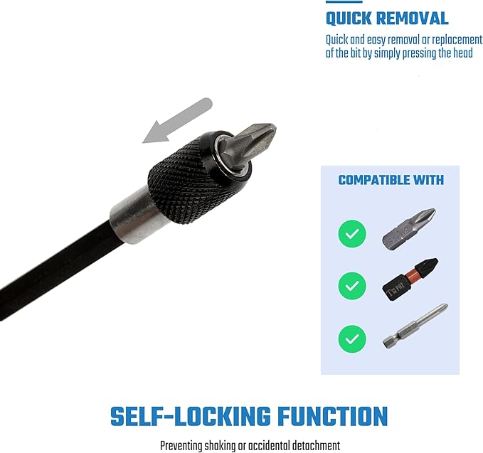 5PCS Drill Bit Extension Quick Release Screwdriver Bit Holder 6 inch Length 1/4 inch Hex Shank Drill Bit Extender Magnetic Bit Extension Adapter Set for Power Screwdriver Drill Impact Driver