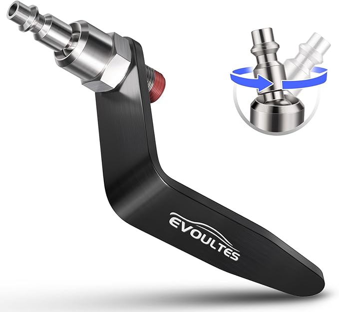 Pneumatic Tool Rafter Hook Hanger with 1/4 Inch & 360째 Swivel Air Fitting, Lightweight Aluminum Air Tool Organizer Holder, L Shaped Hook for Air Nailer, Air Hammer, Air Blow Gun