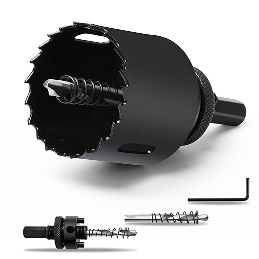 3-9/16" | 90mm Hole Saws with Heavy Duty Arbor HSS Bi-Metal Hole Cutter Drill Bit for Wood Cornhole Boards Plastic Drywall Metal Fiberboard(Black)