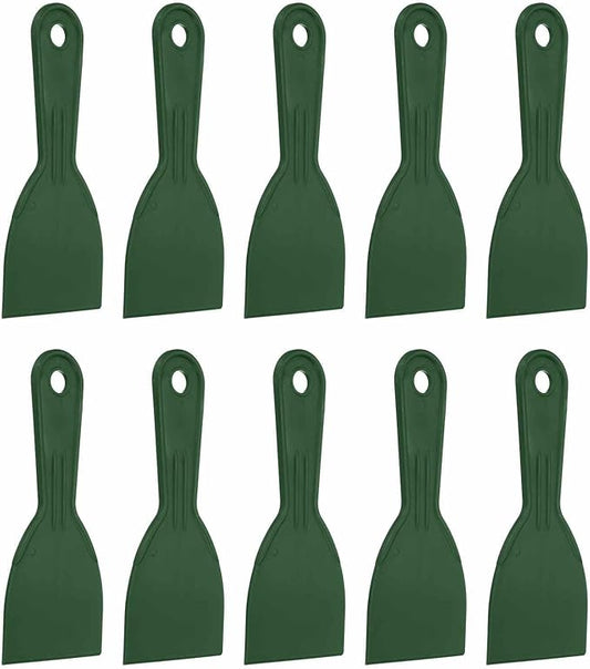 HARFINGTON 10pcs Putty Knife Scraper 3" Width Flexible Plastic Putty Knife Paint Scraper Tool for Taping Drywall Spreading Painting Wall Scratching Dark Green