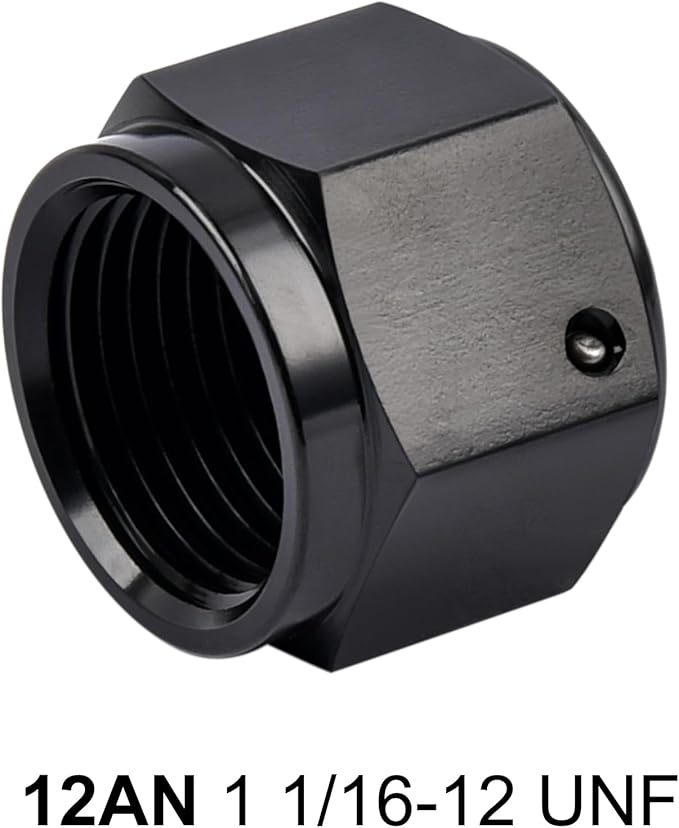 EVIL ENERGY 12AN Flare Cap Block off Fitting Plug Black 2PCS