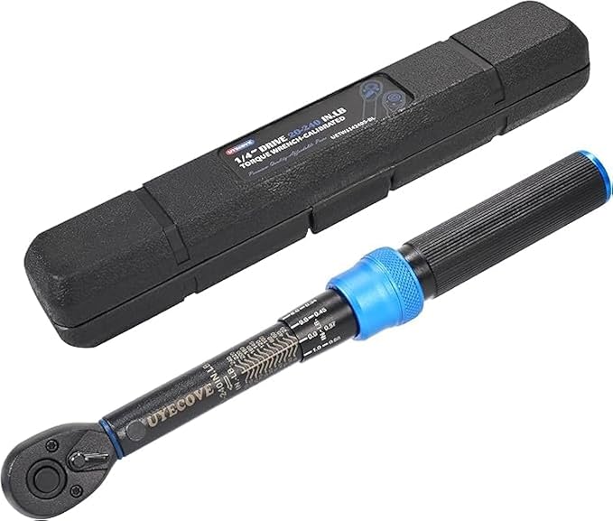 UYECOVE 1/4 Inch Drive Click Torque Wrench 10-50 IN-LB,Dual-Direction Click Professional Torque Wrench 10-50IN.LB/1.1-5.7N.M, Dual Range Scales Graduated in FT.LB and N.M, Blue