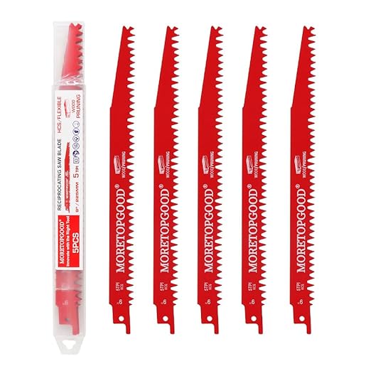 Wood Pruning Reciprocating Saw Blades, 9 Inch Saw Blades for Trees, Wood Cutting (5 Pack/5TPI)