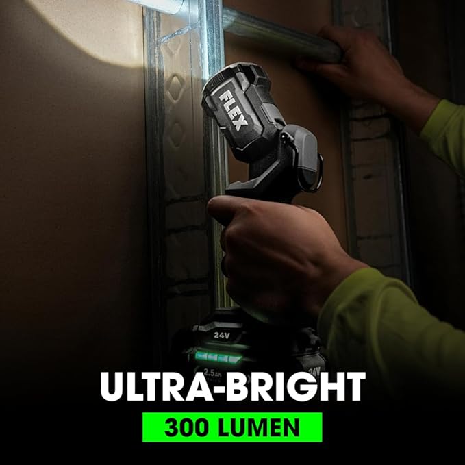 FLEX 24V Brushless Cordless 6-Tool Combo Kit: Hammer Drill, Hex Impact Driver, Circular Saw, Multi-Tool, Reciprocating Saw, Work Light with 2.5Ah, 5.0Ah Lithium Batteries and 160W Charger - FXM601-2B