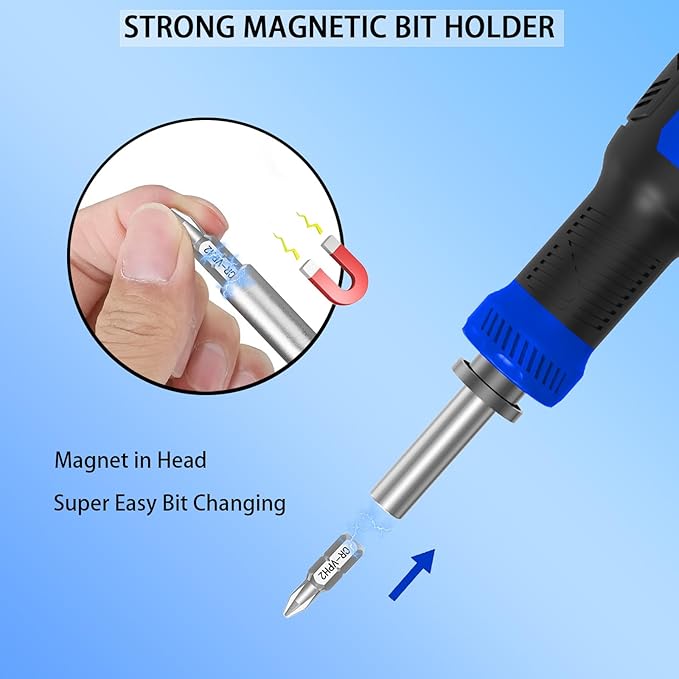 Multi-bit Screwdriver, 13-in-1 Screw Driver Adjustable Mini Screwdriver Set Multitool All in One with Torx Security, Phillips, Hex, Flat Head, Square and 1/4 Nut Driver (Blue)
