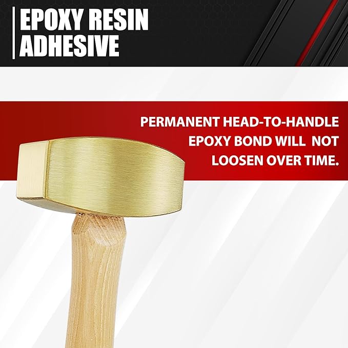 C&T 2 Pound Solid Brass Non-Sparking Hammer with Hickory Wood Handle,Non Marring Non Sparking,2lb