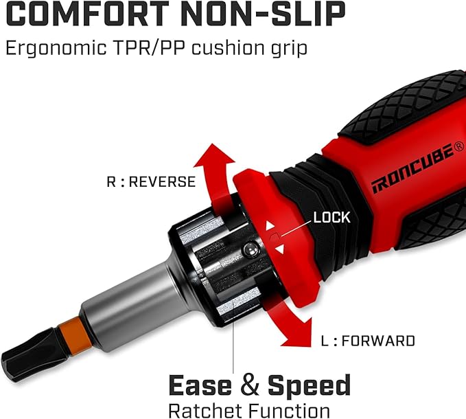 Magnetic Torx Screwdriver Set: 6 in 1 Multi Bit Drive Set with Interchangeable Ratchet Handle - Portable Repair Tool Kit for DIY Bicycle Furniture - Stocking Stuffers with Gift Box