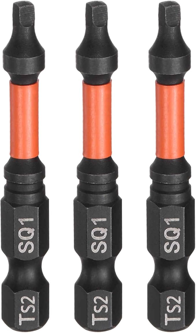 HARFINGTON 3pcs Square Head Screwdriver Bits 1/4" Hex Shank SQ1 Magnetic Head 2" Length S2 Steel Screw Driver Drill Bit for Repair Work Electric Screw Driver