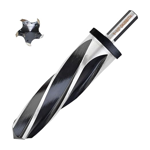 DKIBBITH 1-1/2" Bridge Construction Reamer Drill Bit, M2 HSS Taper Chucking Reamer for Steel Alloy Metal Wood Plastic, 1/2" Non-Slip Shank, 5-Spiral Flutes Car Reamer, to Align or Enlarge Holes, 38mm