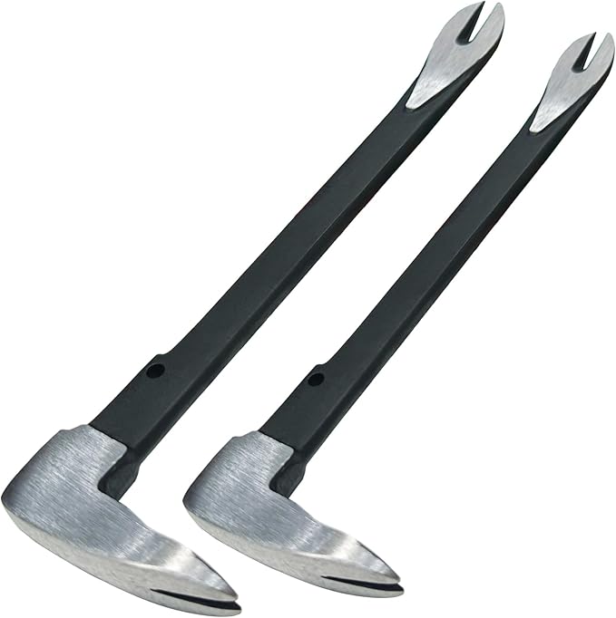 WEDO Pry Bar Set 2PCS,10"+12" Flat Pry Bar,Nail Puller Set,High Carbon Steel Crowbar,Cat Paw Nail Remover,Utility Claw Bar Tool for Home Remolding,Woodworking