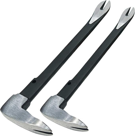 WEDO Pry Bar Set 2PCS,10"+12" Flat Pry Bar,Nail Puller Set,High Carbon Steel Crowbar,Cat Paw Nail Remover,Utility Claw Bar Tool for Home Remolding,Woodworking