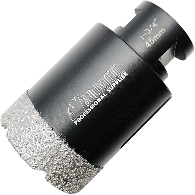 SHDIATOOL 1-3/4 Inch Diamond Core Drill Bit for Porcelain, Ceramic Tile, Marble, Brick ??Vacuum Brazed Hole Saw, 45mm, 5/8-11 Thread, Wet/Dry Drilling