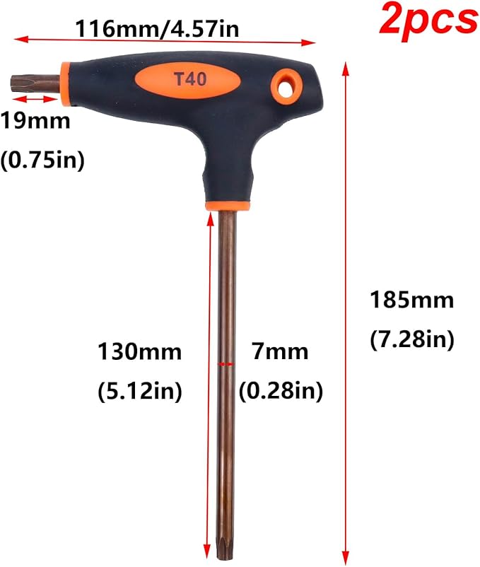 Antrader T40 Torx Screwdriver,Anti Tamper Proof Torx Key,S2 Steel T-Handle Dual End Wrench-2Pcs