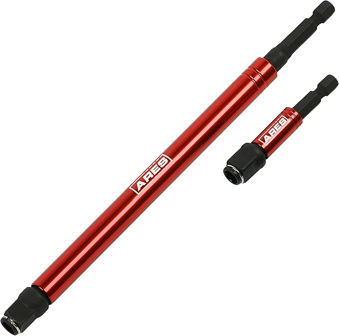 ARES 22027 ??2-in-1 Impact Bit and Socket Adapter Set ??3-Inch and 8-Inch Adapters - Unique Design Holds Standard 1/4-Inch Hex Bits and 3/8-Inch Drive Sockets ??Spinning Sleeve Stabilizes Adapter