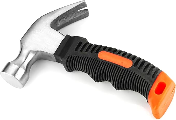 11.6 Oz Small Claw Hammer, Forged Steel Stubby Tack Hammer with Shock-absorbing Plastic Handle for Driving and Pulling Out Nails (1)