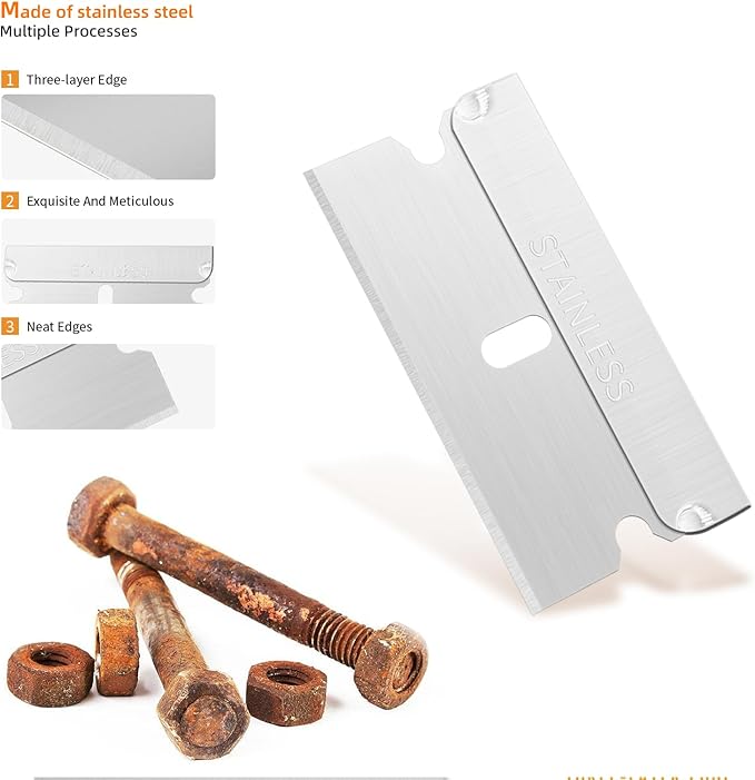 EHDIS 100pcs Razor Blades - Stainless Steel Straight Edge Razor Scraper Blades for Paint Scraper, Box Cutter, Industrial Use