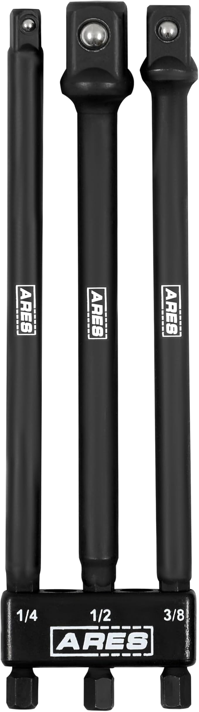 ARES 22023-6-Inch Impact Grade Socket Adapter Set - Turns Impact Drill Driver into High Speed Socket Driver - 1/4-Inch, 3/8-Inch, and 1/2-Inch Drive