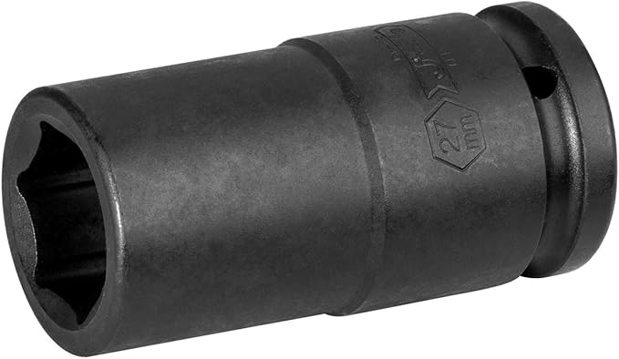 Jetech 3/4-Inch Drive 27mm Deep Impact Socket with 6-Point Design, Heat-Treated Chrome Molybdenum Alloy Steel, Metric