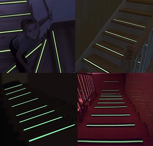 RELIANCER Anti Slip Safety Grip Tape 2inx30ft Green Glowing in The Dark Non Skid Stage Safety Tape High Traction Grit Stairs Tape Hazard Caution Warning Tape for Steps (2"횞30', Green&Black)