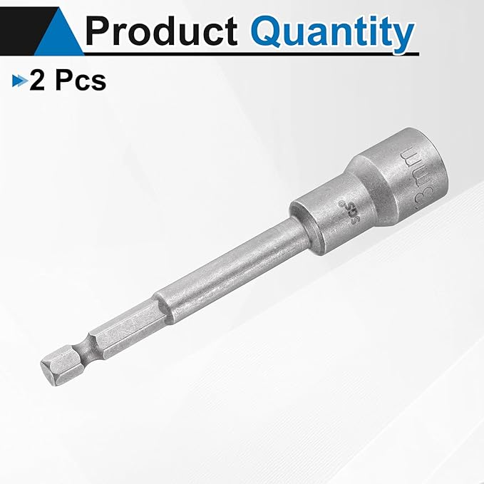 HARFINGTON 2pcs Nut Driver Drill Bit 13mm Metric Socket 1/4" Hex Shank 3.94" (100mm) Long Magnetic 6-Point Sockets Quick Change CR-V Steel Bolt Setters for Power Drill Drivers