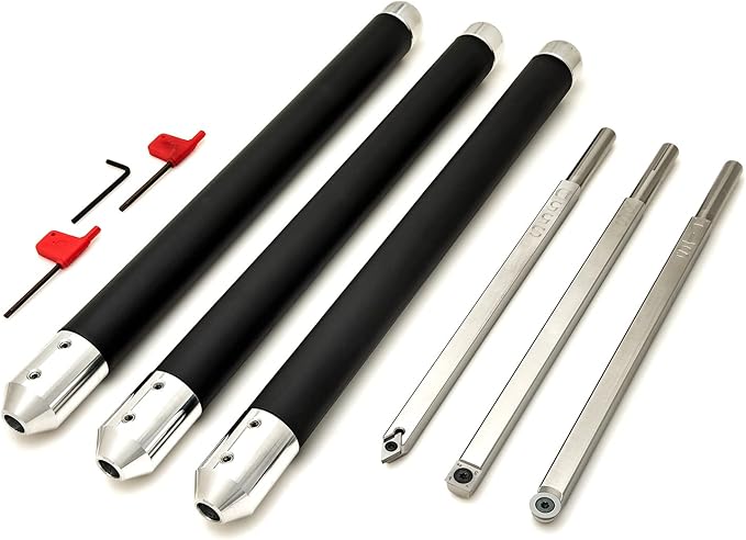 Simple Woodturning Tools Carbide Lathe Turning Tool Set of 3 Full Size with 17" Foam Grip Handles, USA Made