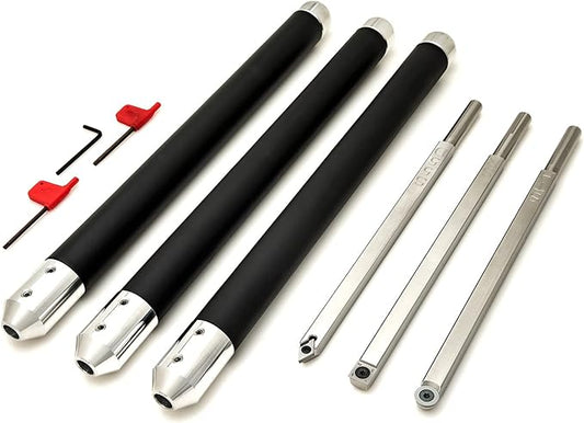 Simple Woodturning Tools Carbide Lathe Turning Tool Set of 3 Full Size with 17" Foam Grip Handles, USA Made