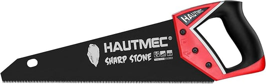 HAUTMEC 14" Expert Hand Saw for Accurate, Clean & Labor-Saving Cutting, 11 TPI Fine-Cut Handsaw with SK5 Rust-Resistant Blade, Triple Ground Teeth, Ergonomic Non-Slip Handle for Wood, PVC – HT0301