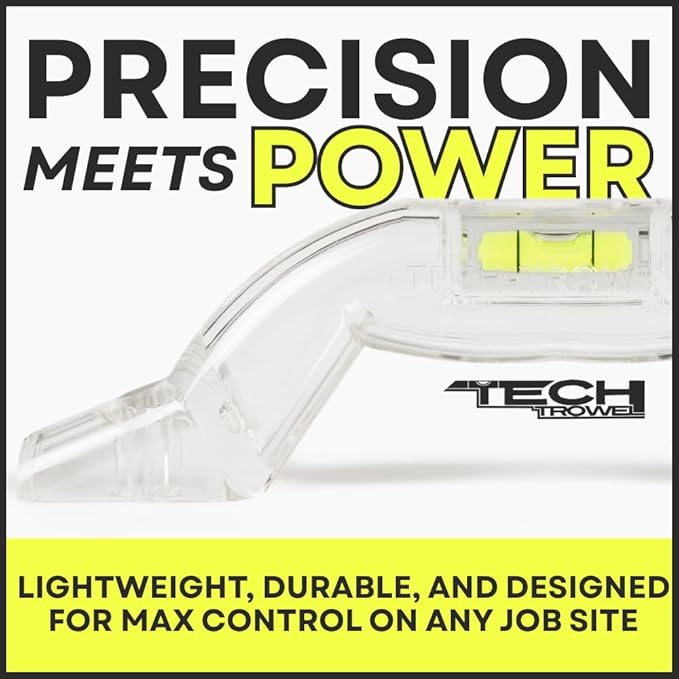 Tech Trowel Concrete Trowel Handle Clear Polycarbonate Handle with Built-in Level, USA Patented Concrete Finishing Tool for Flat and Sloped Surfaces, No Blade Included