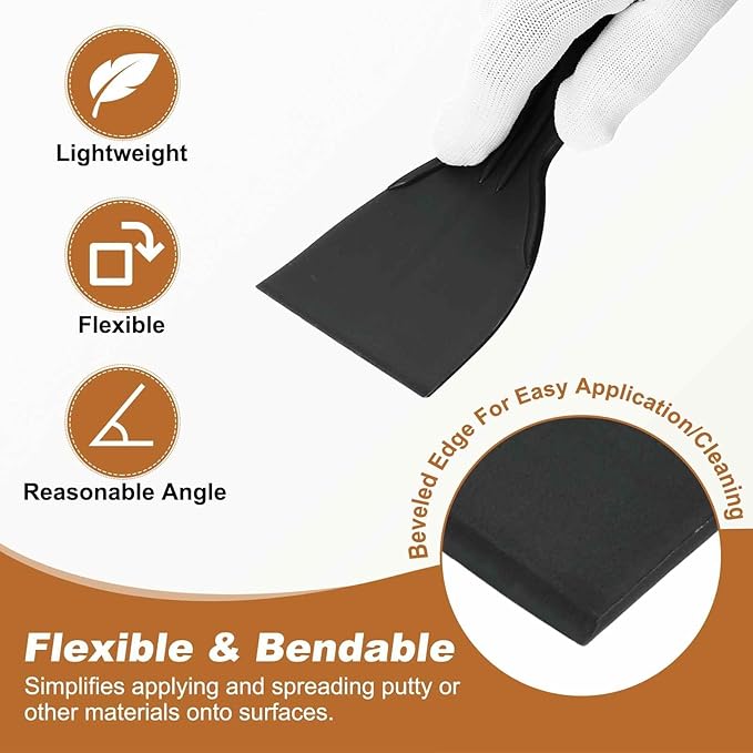 HARFINGTON 10pcs Putty Knife Scraper 3" Width Flexible Plastic Putty Knife Paint Scraper Tool for Taping Drywall Spreading Painting Wall Scratching Black